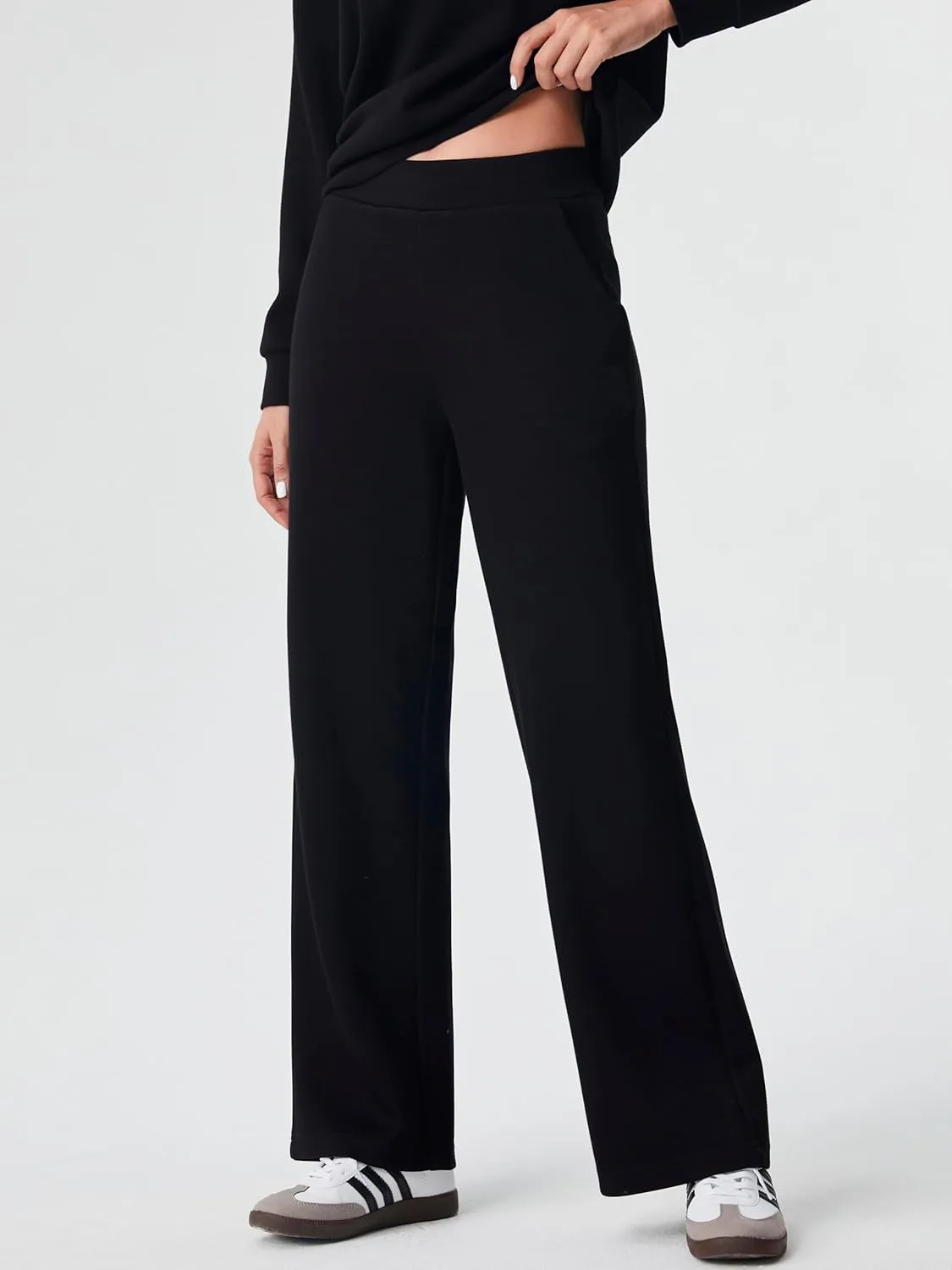 AFITNE Women 2 Piece Outfits Sets Off-Shoulder Long Sleeve Wide Leg Tracksuits with Pockets
