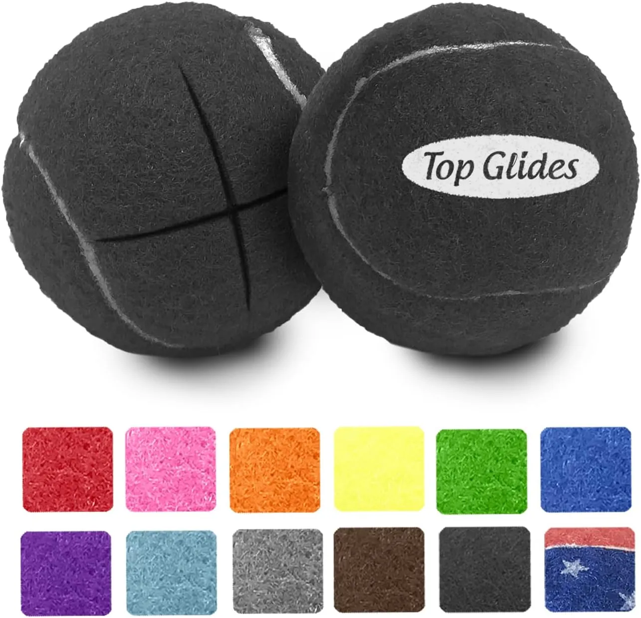 AMP Top Glides Precut Walker Tennis Ball Glides (Black)