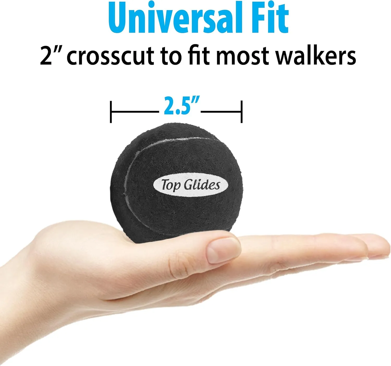 AMP Top Glides Precut Walker Tennis Ball Glides (Black)