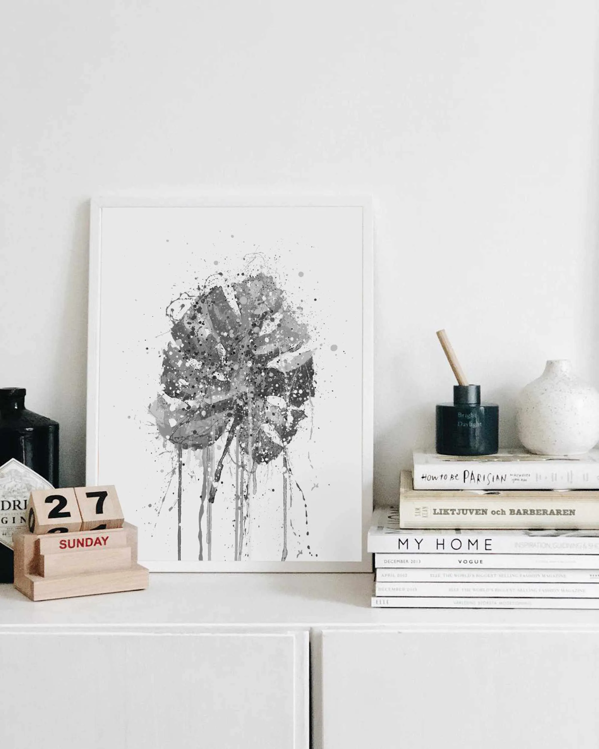 Botanical Wall Art Print 'Monstera Leaf (Grey Edition)' - Plant Prints, Botanical Art Prints and Botanical Illustrations