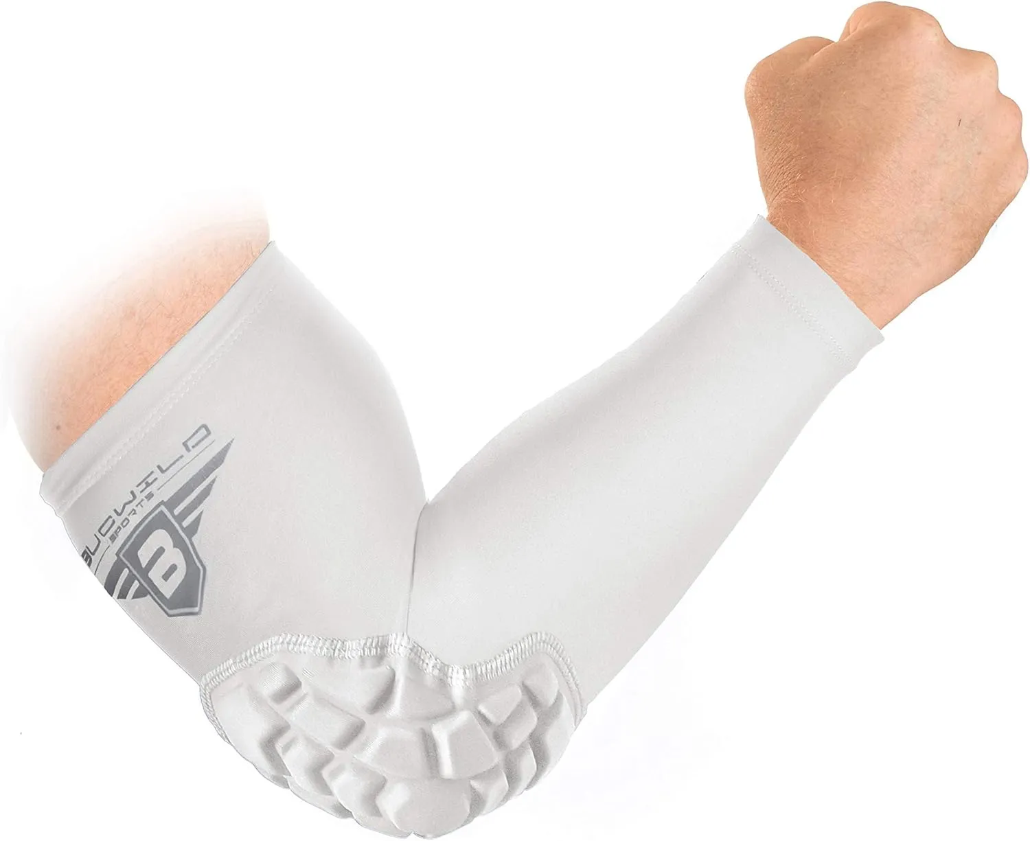 Bucwild Sports Padded Elbow Arm Sleeves for Basketball Football Volleyball Youth & Adult Size Pads (1 Pair)