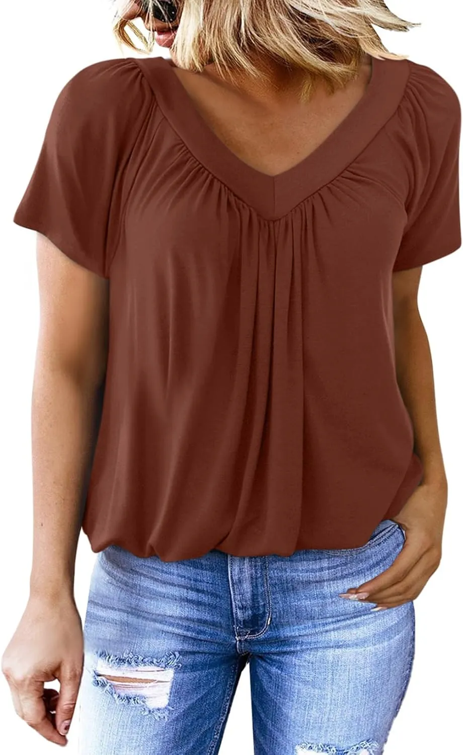 Dokotoo Women's Casual Summer T Shirts Short Sleeve V Neck Tops Tshirts