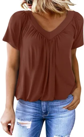 Dokotoo Women's Casual Summer T Shirts Short Sleeve V Neck Tops Tshirts