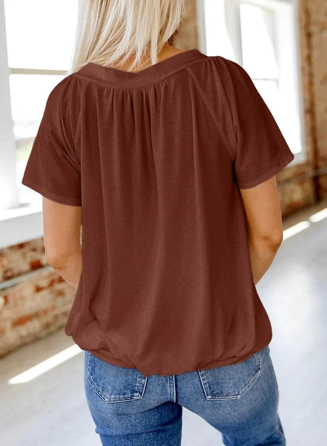 Dokotoo Women's Casual Summer T Shirts Short Sleeve V Neck Tops Tshirts
