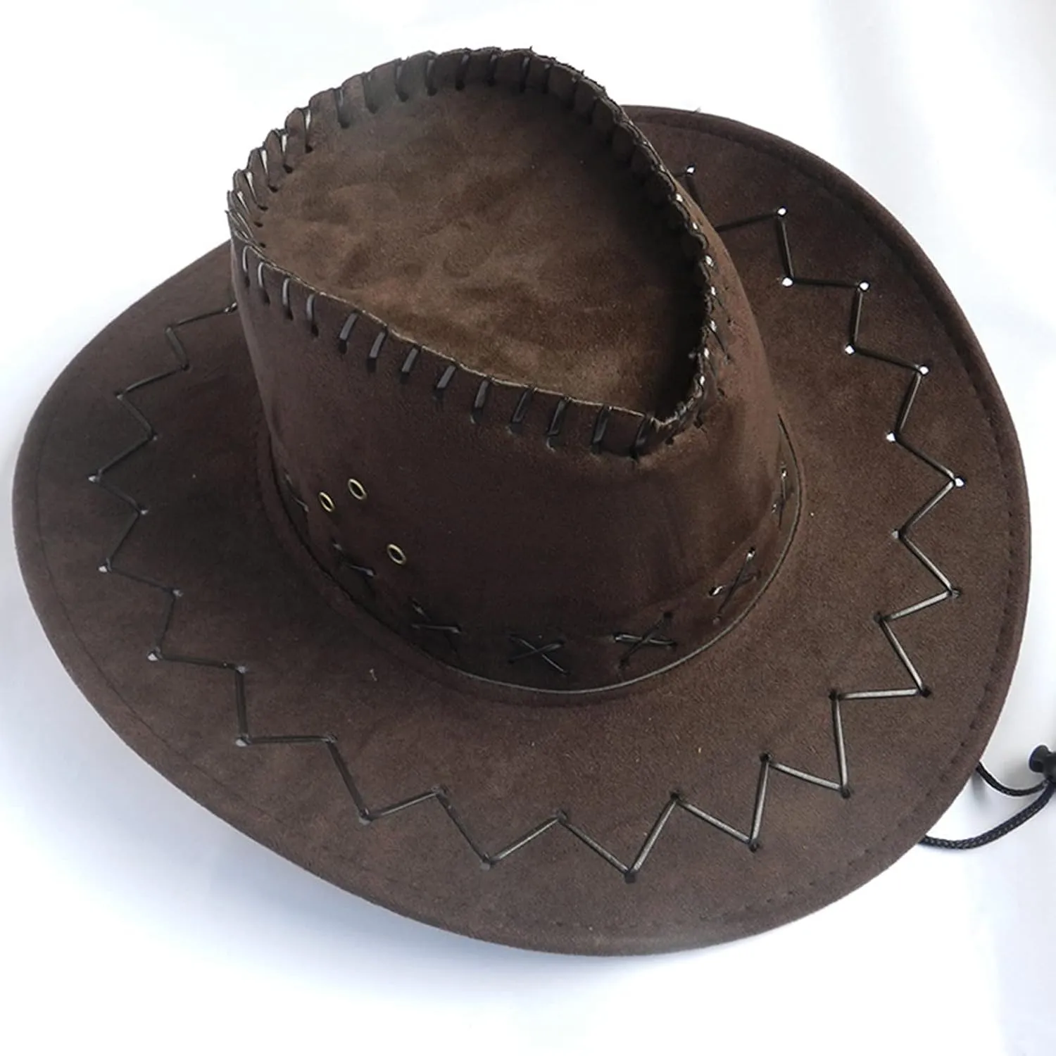 Men Women's Felt Wide Brim Western Cowboy Panama Fedora Hats with Belt Classic Western Outdoor Dress Up Party