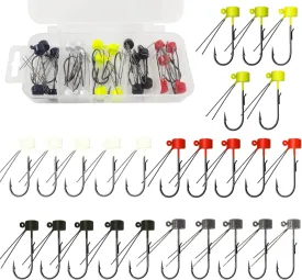 Ned Rig Jig Kits Including Weedless & Extra Wide Gap (EWG) Styles, 25PCS Mushroom Jig Heads for Bass Trout Crappie Fishing 5 Colors 1/5oz 1/6oz 1/8oz 1/10oz 1/16oz Available