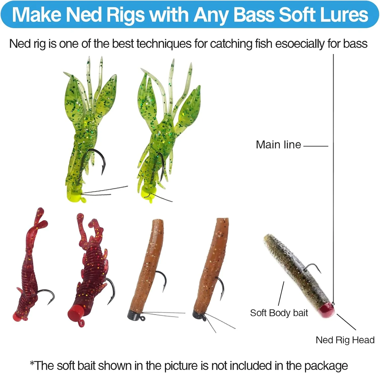 Ned Rig Jig Kits Including Weedless & Extra Wide Gap (EWG) Styles, 25PCS Mushroom Jig Heads for Bass Trout Crappie Fishing 5 Colors 1/5oz 1/6oz 1/8oz 1/10oz 1/16oz Available