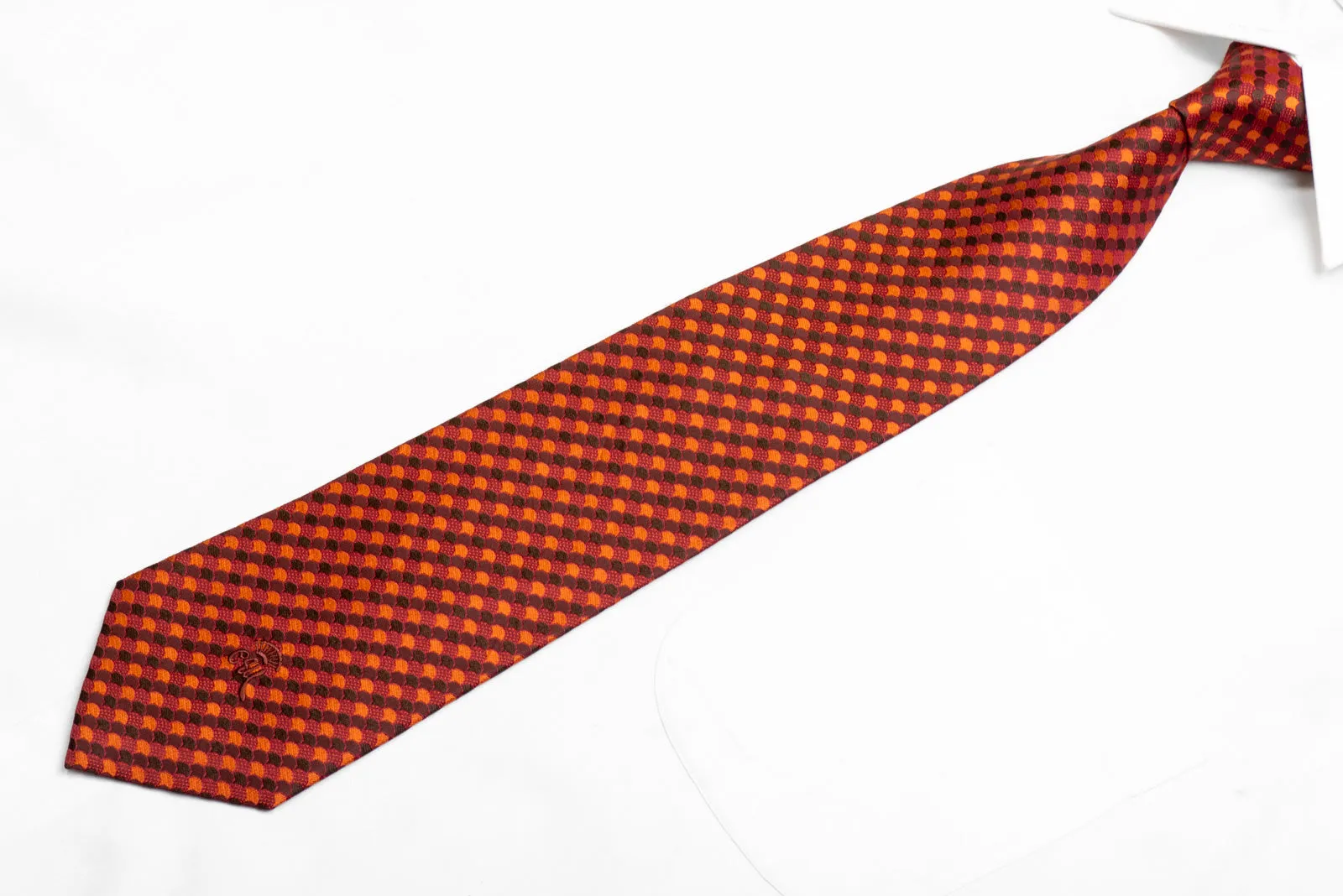 Orange Brown Geometric Men's Silk Necktie