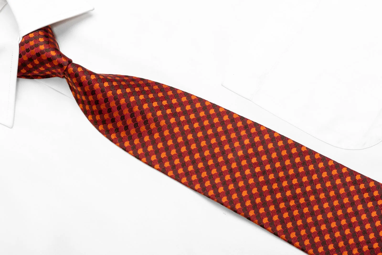Orange Brown Geometric Men's Silk Necktie