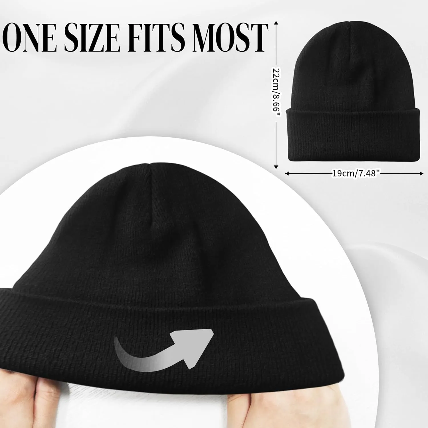 PFFY Satin Lined Knit Cuffed Beanie Hat Silk Lining Slouchy Warm Hats Winter Beanies Gift for Women Men