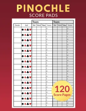 Pinochle Score Pads 120 Score Pages: Personal Scoresheet Record Book, Pinochle Score Cards, Meld Table, Large Size (8.5 x 11 inches) Paperback  November 28, 2019