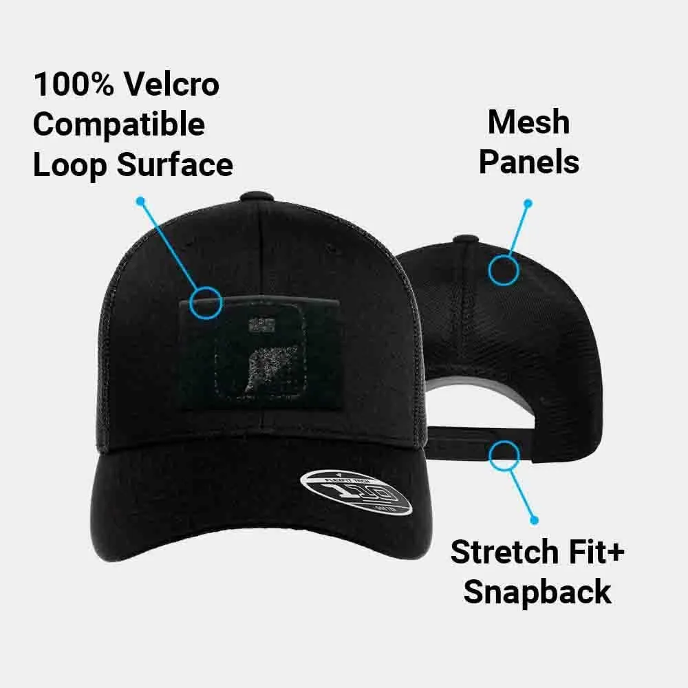 Pull Patch Curved Bill Flexfit   Snapback Trucker Hat | Tactical Cap | 2x3 Inch Loop Surface to Attach Morale Patches