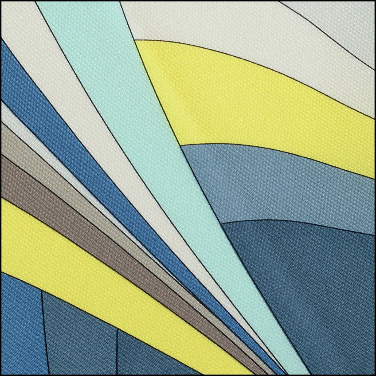 RDC14294 Authentic EMILIO PUCCI Gray/Teal/Taupe Curves 90cm Square Silk Scarf