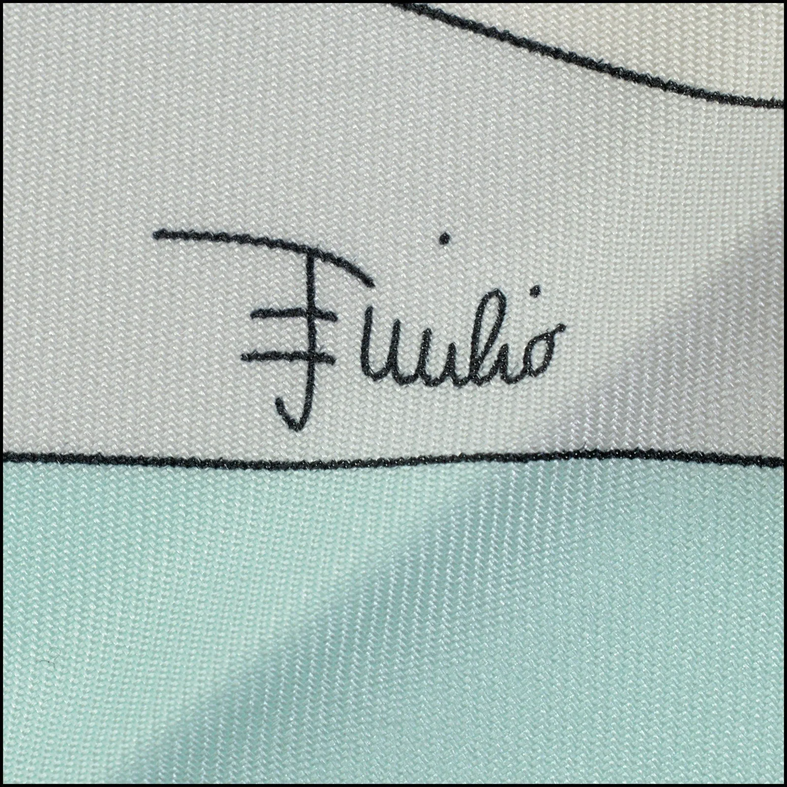 RDC14294 Authentic EMILIO PUCCI Gray/Teal/Taupe Curves 90cm Square Silk Scarf