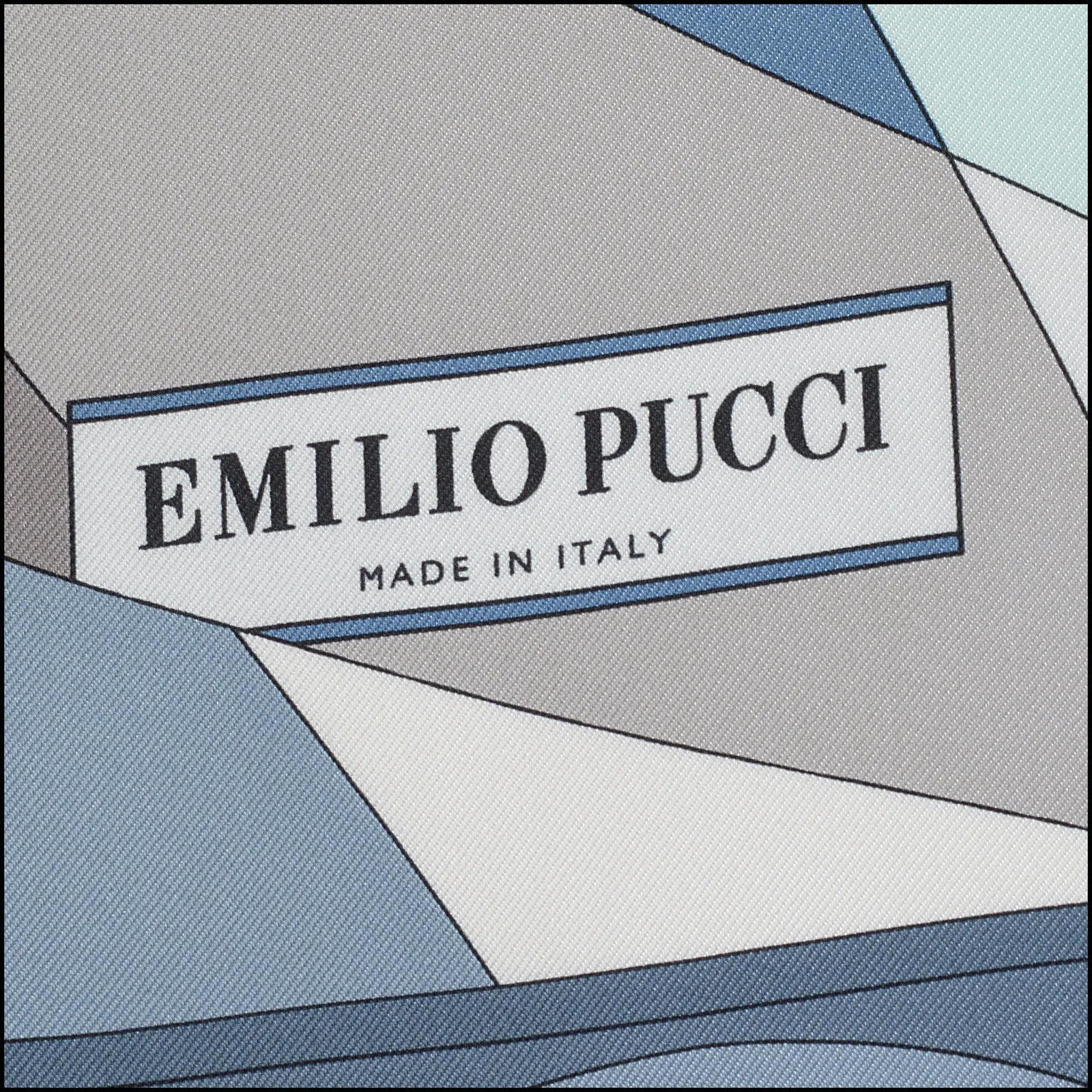 RDC14294 Authentic EMILIO PUCCI Gray/Teal/Taupe Curves 90cm Square Silk Scarf