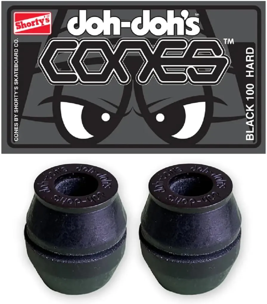 Shorty's Skateboard Bushings Doh Doh's Cones with Washers Black 100A Hard
