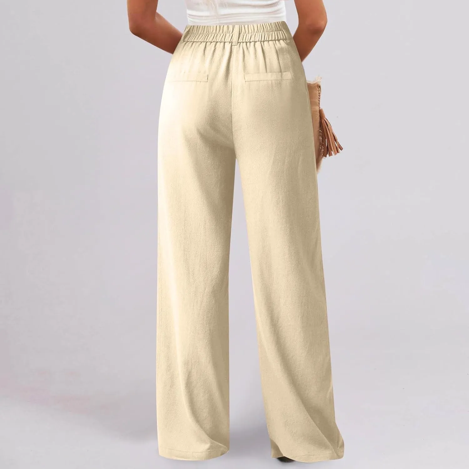Sinzelimin Womens Suit Pants Fashion Solid Color Button Zip Closure Stretch Comfy Dressy Casual Trouser Office Work Sweatpant
