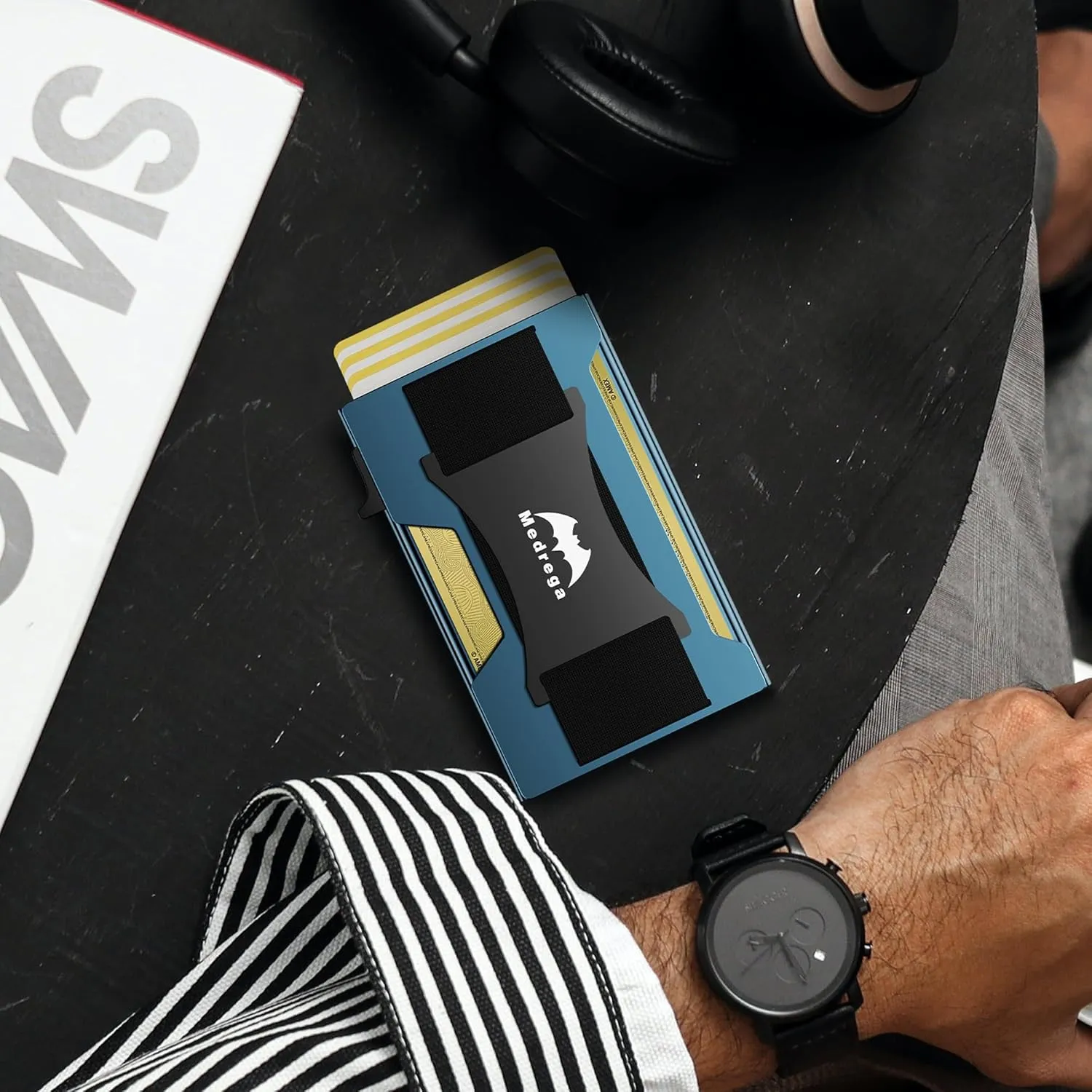 Smart Wallet for Men Slim Minimalist: Metal Pop Up Wallet - RFID Front Pocket Credit Card Holder - Gift for Male Husband at Anniversay Brithday