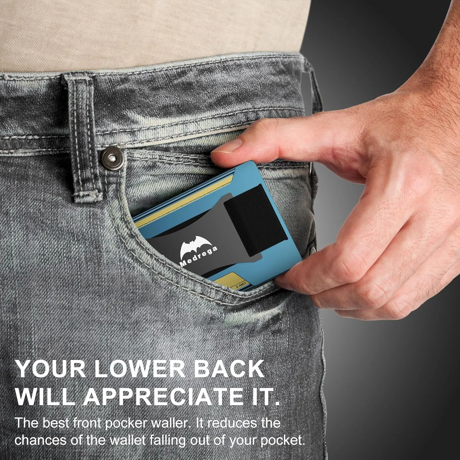 Smart Wallet for Men Slim Minimalist: Metal Pop Up Wallet - RFID Front Pocket Credit Card Holder - Gift for Male Husband at Anniversay Brithday