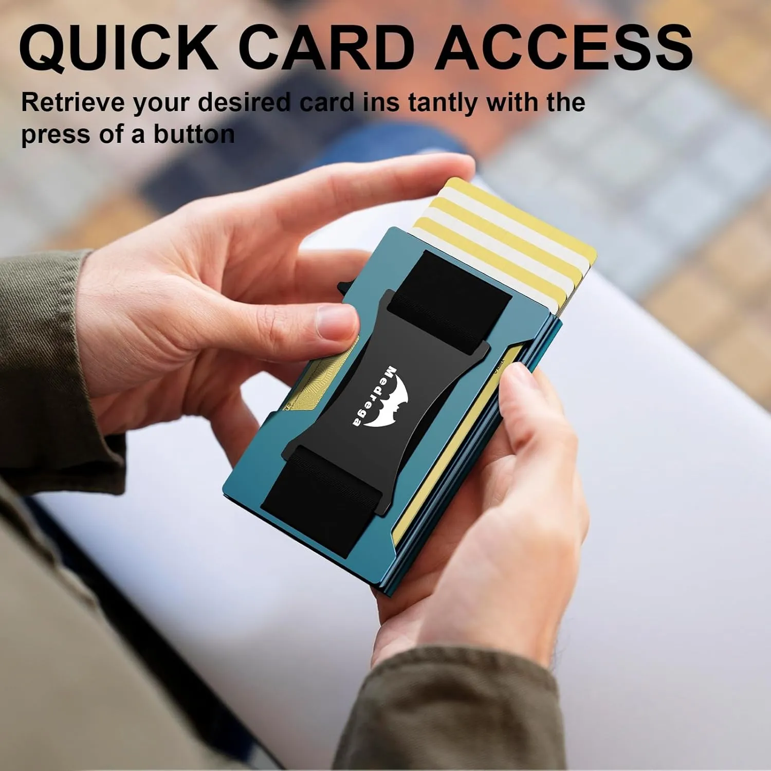 Smart Wallet for Men Slim Minimalist: Metal Pop Up Wallet - RFID Front Pocket Credit Card Holder - Gift for Male Husband at Anniversay Brithday