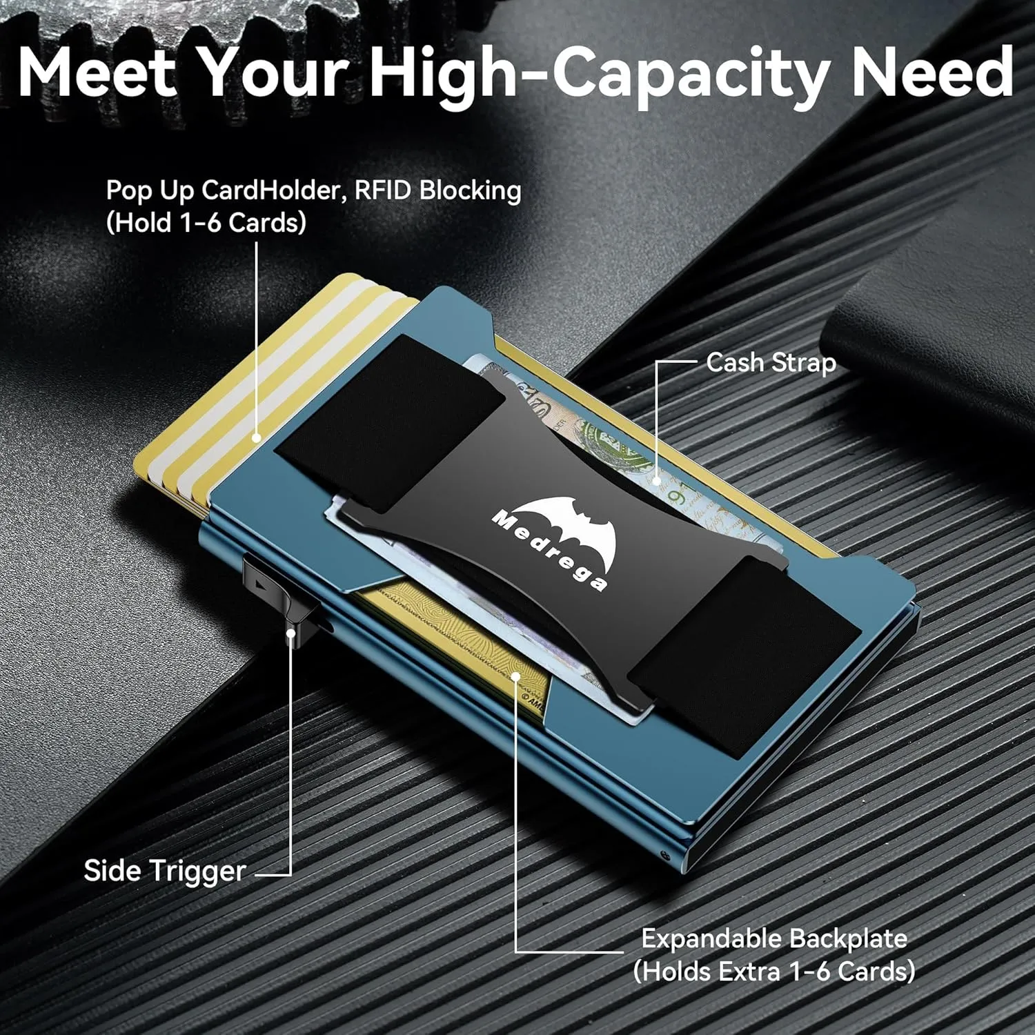 Smart Wallet for Men Slim Minimalist: Metal Pop Up Wallet - RFID Front Pocket Credit Card Holder - Gift for Male Husband at Anniversay Brithday