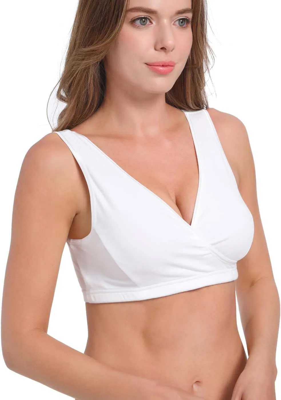 SUIEK 4 Pack Nursing Sleep Bra Maternity Bralette Breastfeeding Comfort Cotton Bras