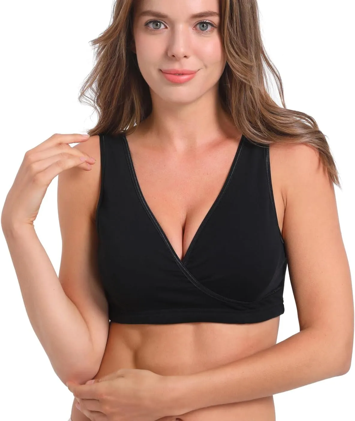 SUIEK 4 Pack Nursing Sleep Bra Maternity Bralette Breastfeeding Comfort Cotton Bras