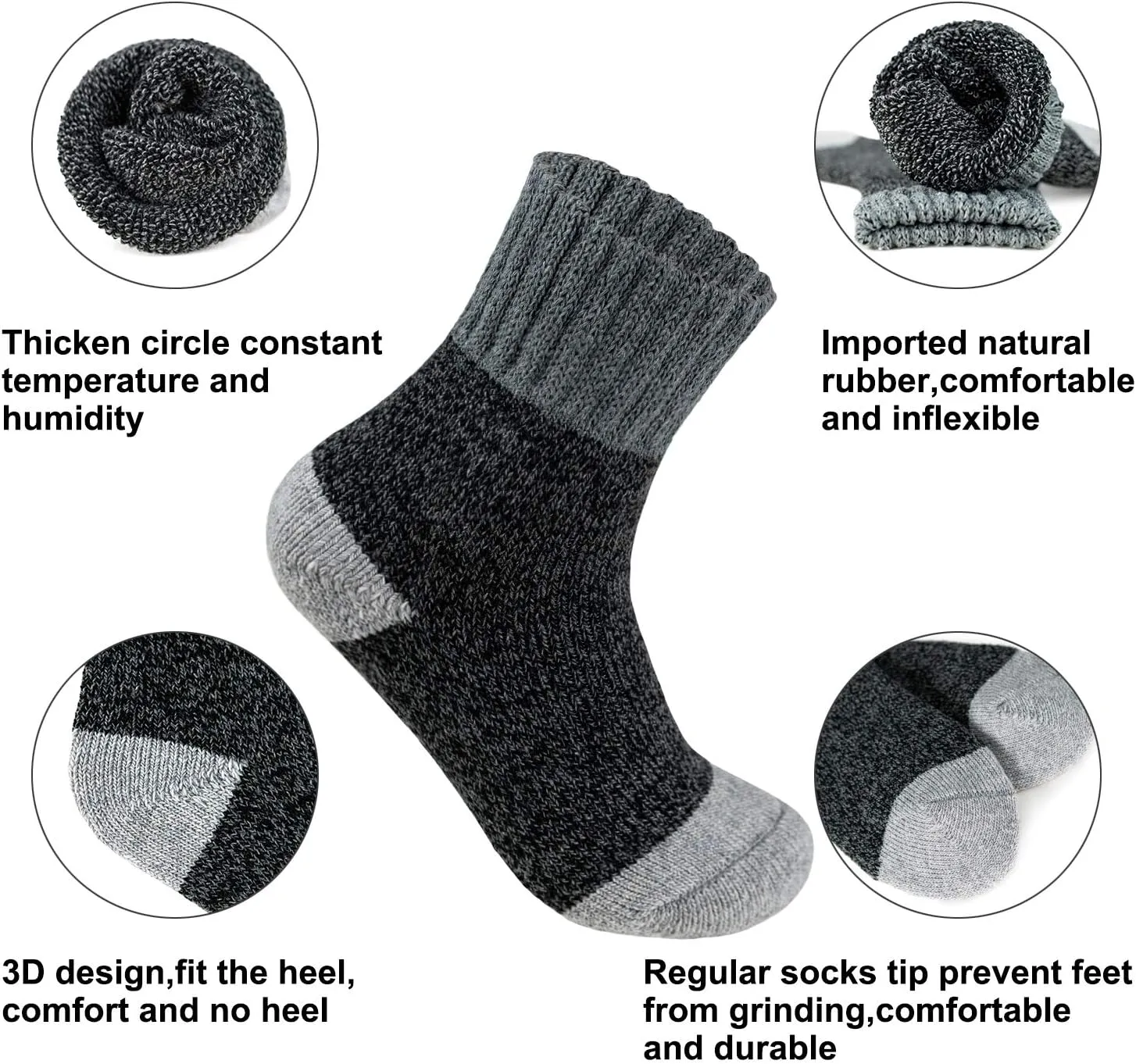 Time May Tell Womens Merino Wool Thermal Socks Warm Cushioned Boot Socks for Winter, Hiking & Outdoor Activities 3 Pack