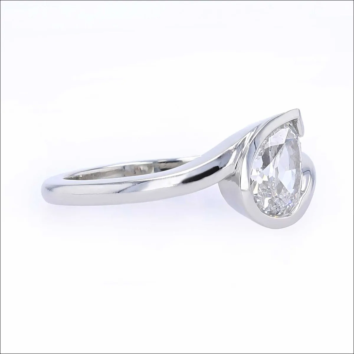 Vintage Pear-Shaped Diamond Angled Bypass Engagement Ring Platinum