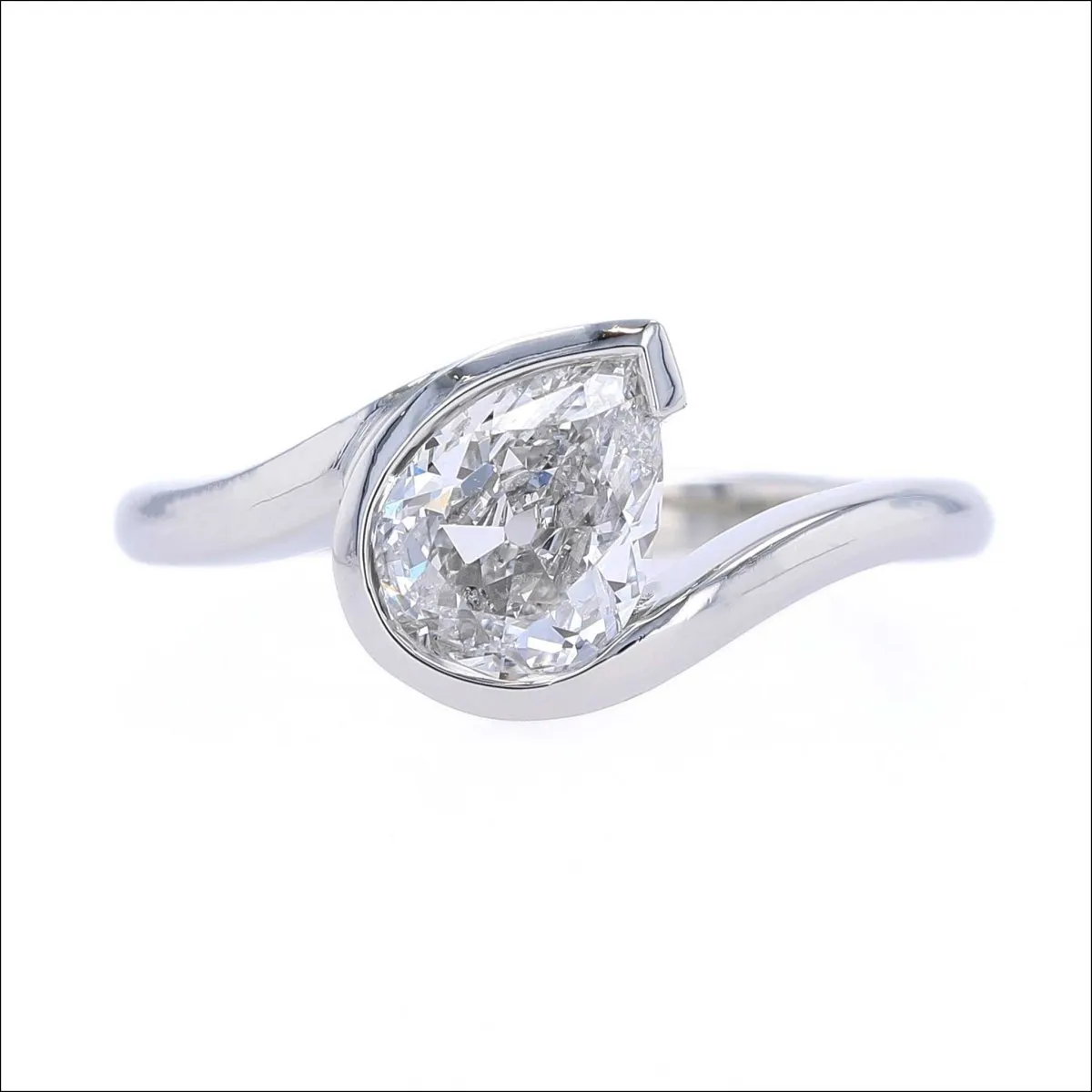 Vintage Pear-Shaped Diamond Angled Bypass Engagement Ring Platinum