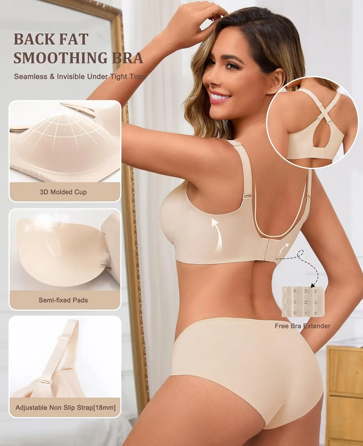 Wireless Bras for Women No Underwire Seamless Push Up Full Coverage Everyday Bra Comfortable Supportive Tshirt Bralette