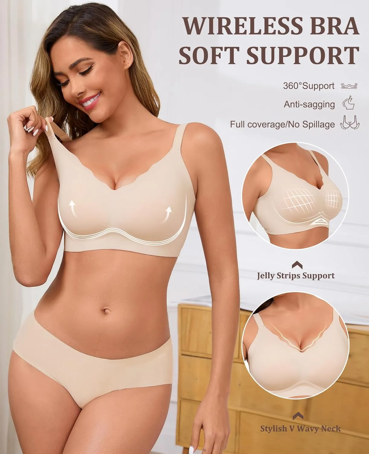 Wireless Bras for Women No Underwire Seamless Push Up Full Coverage Everyday Bra Comfortable Supportive Tshirt Bralette
