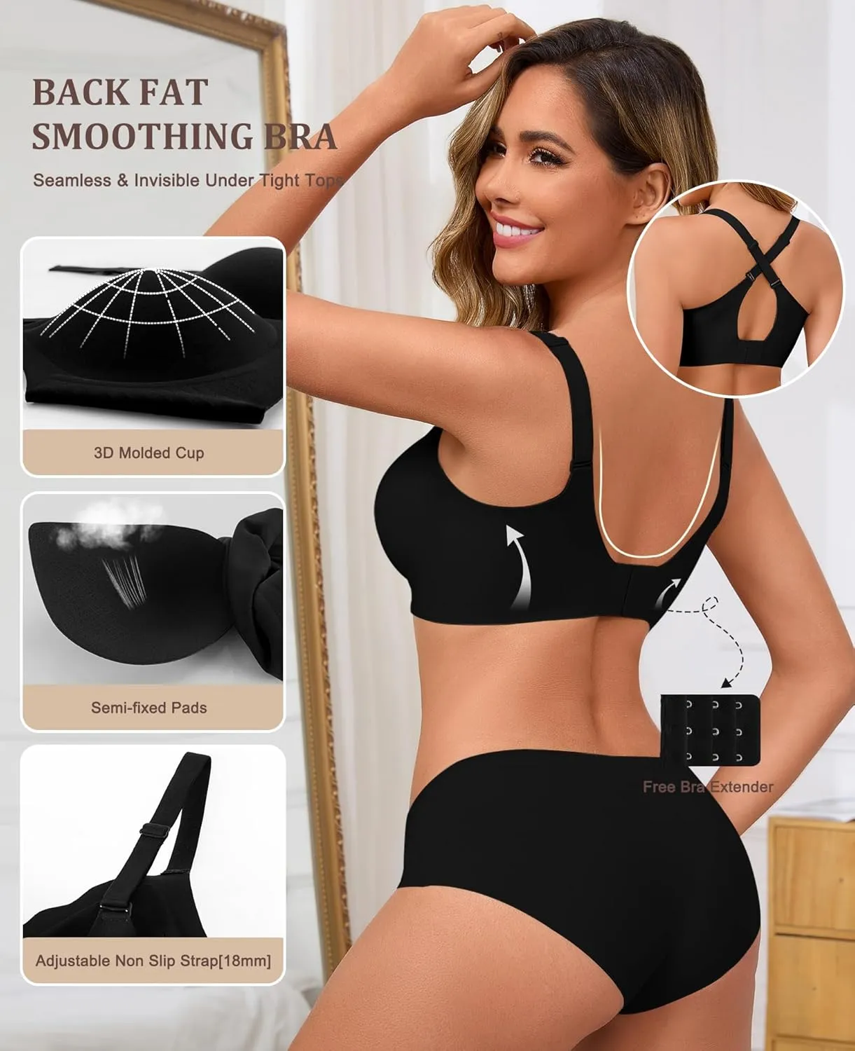 Wireless Bras for Women No Underwire Seamless Push Up Full Coverage Everyday Bra Comfortable Supportive Tshirt Bralette