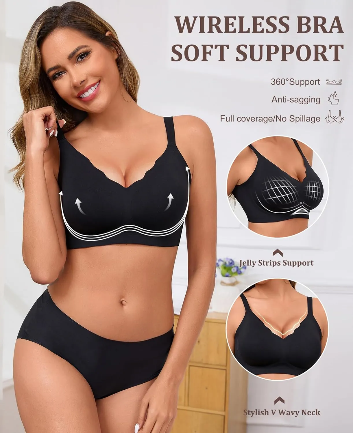Wireless Bras for Women No Underwire Seamless Push Up Full Coverage Everyday Bra Comfortable Supportive Tshirt Bralette