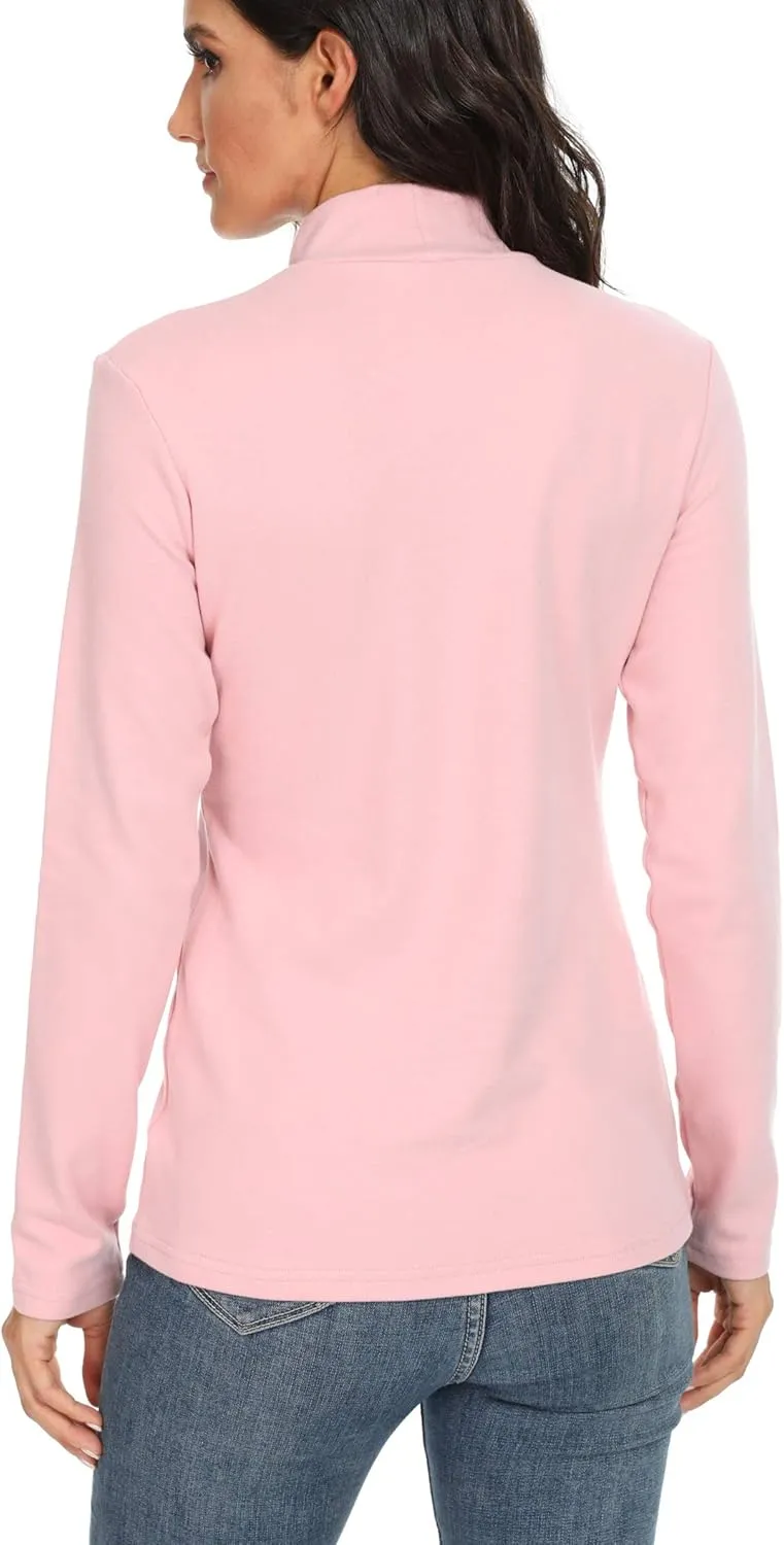Women's Cotton Mock Turtleneck Long Sleeve Basic Thermal Top