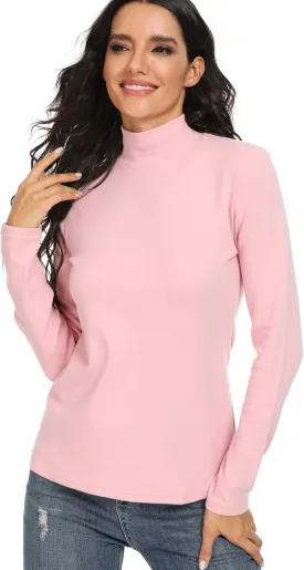 Women's Cotton Mock Turtleneck Long Sleeve Basic Thermal Top